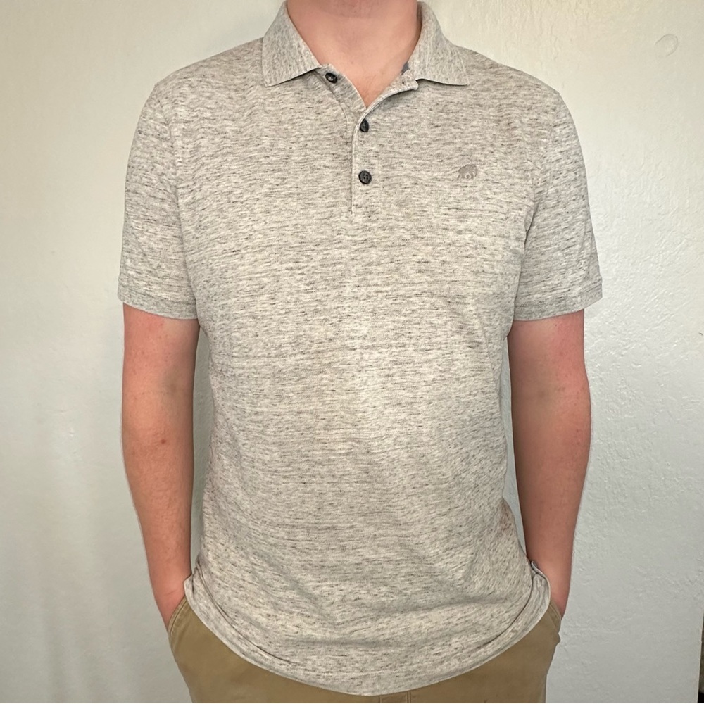 Men’s Speckled Oatmeal Banana Republic Short Sleeve Polo Shirt Size Large